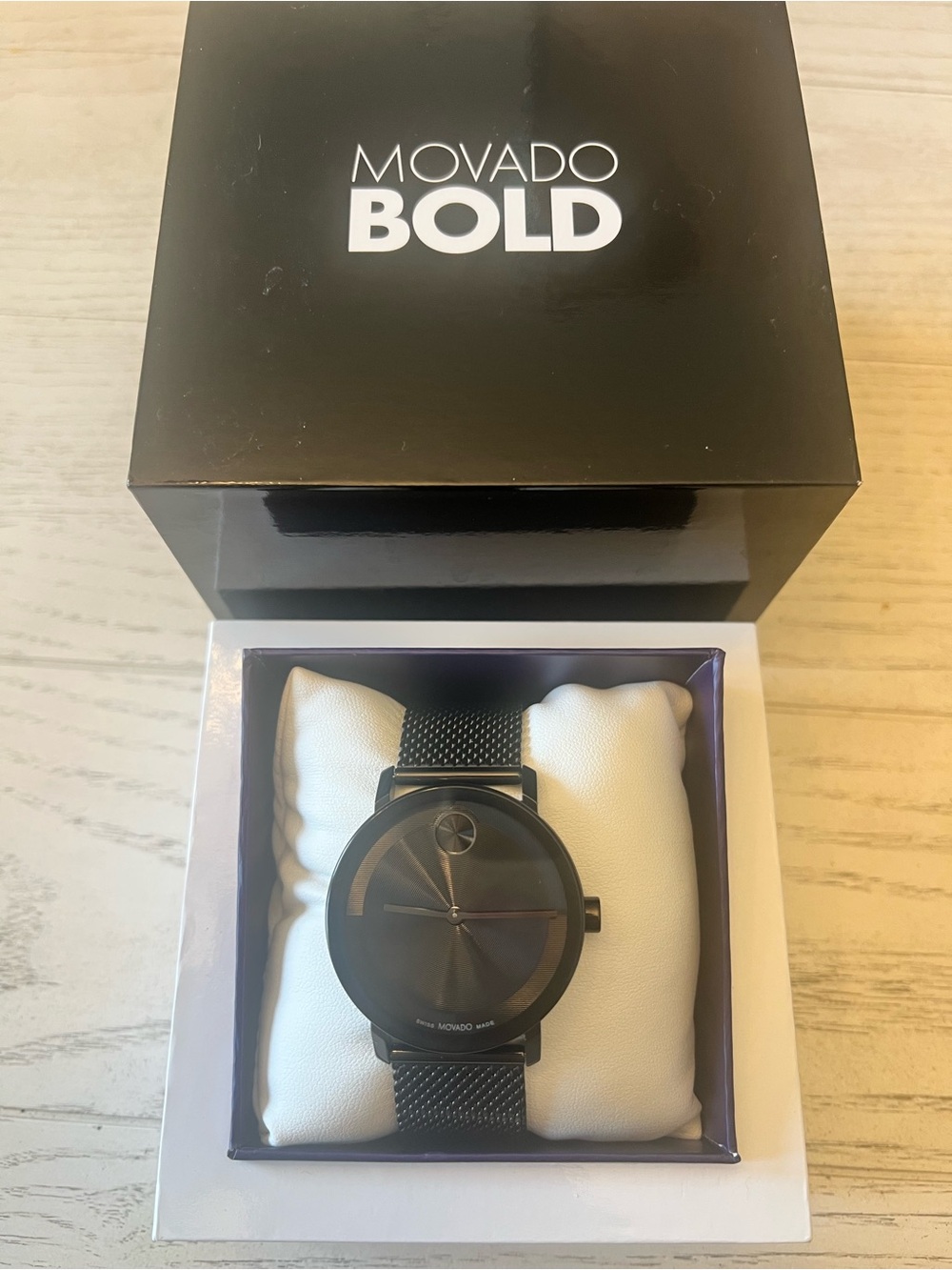Movado Bold Black Evolution 2.0 Mesh Bracelet Watch - BRAND NEW IN BOX!
